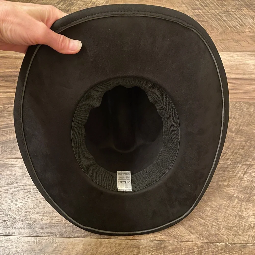 Nickoler Suede Western Cowgirl Hat for Women Black with Turquoise Accent Size L